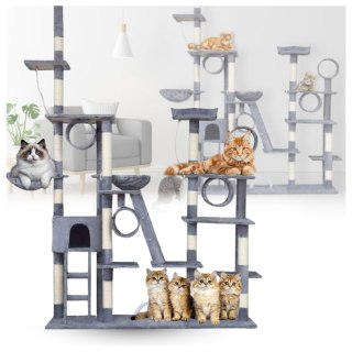 DRAPAK DLA KOTA XXL DUŻY 255cm WIEŻA HAMAK TUBA DOMEK LEGOWISKO JASNY SZARY