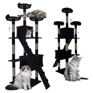 Drapak dla kota czarny domek legowisko platformy zabawki sizal stabilny
