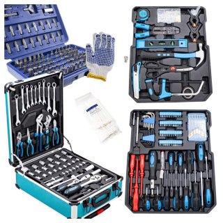 Zestaw narzędzi 1300 el walizka crv skrzynka z bitami grzechotki klucze
