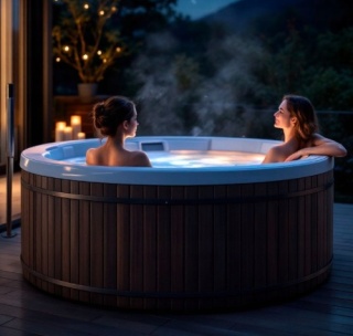 Balia z hydromasażem Jacuzzi do ogrodu z piecem zewnętrznym 8 osób