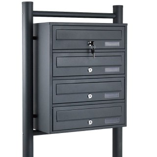 Skrzynka lokatorska 4 komory stal nierdzewna stojąca grafitowa zewnętrzna