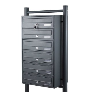 Skrzynka lokatorska 6 komór stal nierdzewna stojąca grafit zewnętrzna