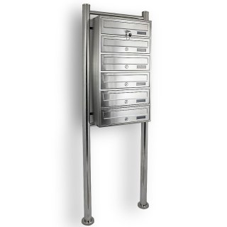 Skrzynka lokatorska 6 wrzutów euro stal nierdzewna stojak na listy zamek