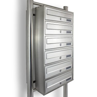 Skrzynka lokatorska 6 wrzutów euro stal nierdzewna stojak na listy zamek