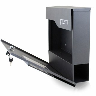 Nowoczesna skrzynka na listy grafitowa z gazetnikiem stal ocynkowana Bituxx