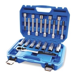 Zestaw nasadek do montażu amortyzatorów z gzechotką 1/2" 18 elementów