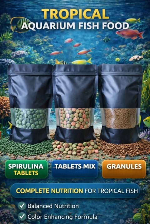 Pokarm dla ryb Spirulina Tabletki Granulat Kompletny zestaw XXL do akwarium